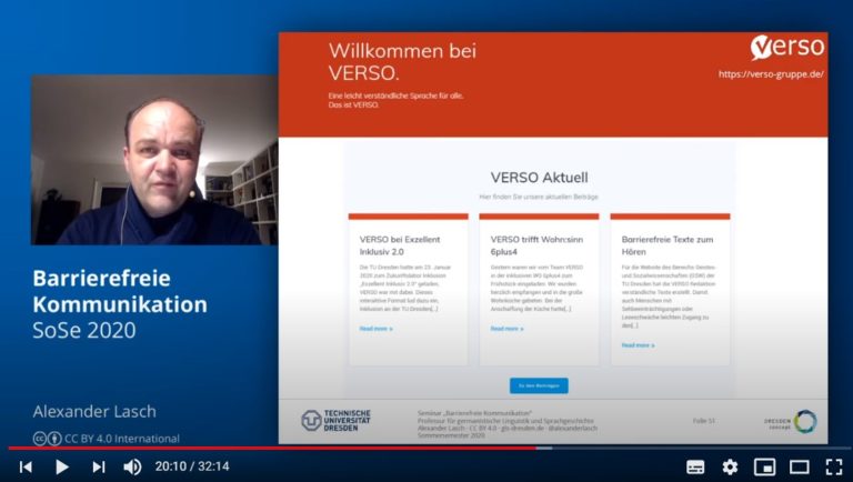 Ausschnitt aus dem Input-Video: Auch VERSO wird erläutert.