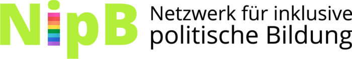Hellgrün NipB daneben Schriftzug schwarz und 2zeilig Netzwerk für inklusive politische Bildung