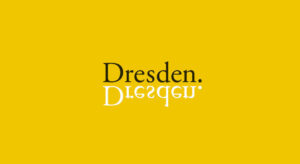 Logo der Stadt Dresden, Schriftzug Dresden schwarz mit Spiegelung weiß.
