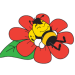 Biene schläft auf roter Blume