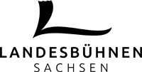 Logo der Landesbühnen Sachsen, schwarz, geschwungenes L darunter der Schriftzug in Großbuchstaben