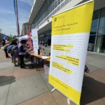 Der Stand und das Rollup der Behindertenbeauftragten der Stadt Dresden