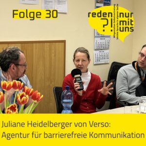 Zu Gast bei den Experten: Juliane mit Imre und Jens im Podcaststudio. 