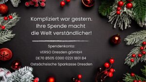 Adventskarte mit dem Schriftzug: Kompliziert war gestern. Ihre Spende macht die Welt verständlicher!